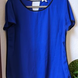 Blue Soft Tee with Black Piping